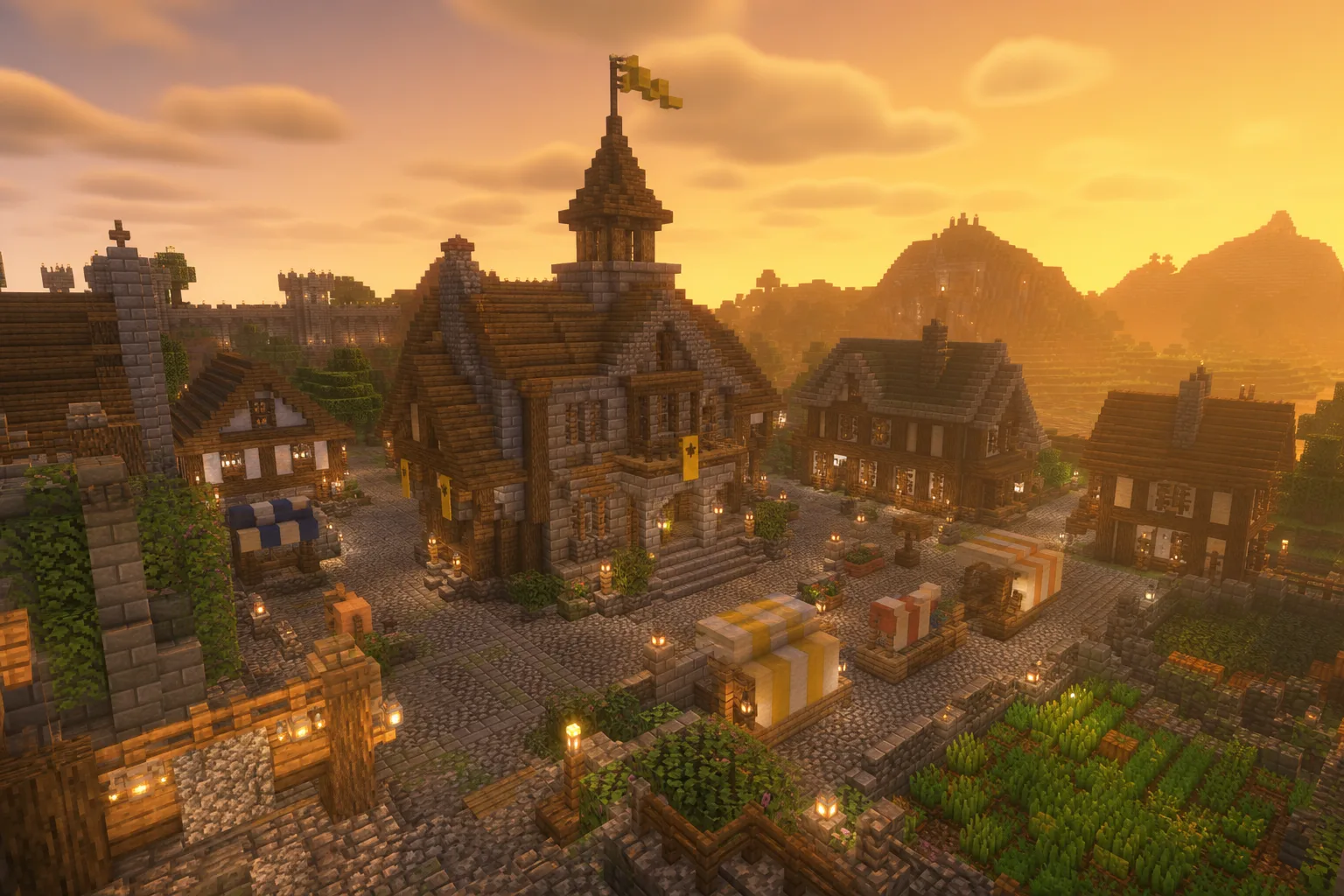 La place centrale d'une colonie MineColonies sur Neody Legacy