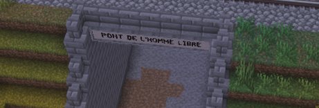 Le fronton de l'ouvrage, portant l'inscription Pont de l'Homme Libre.